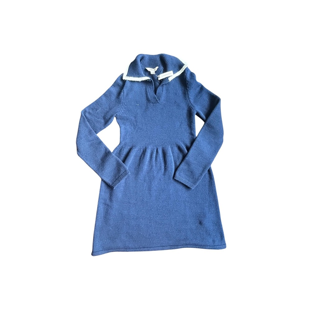 Maeve Anthropologie Navy‎ Blue Knit Polo Sweater Dress Long Sleeve Small NWT